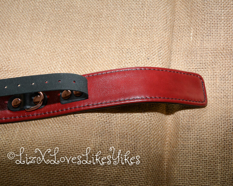 Review of Liebe Seele Wine Red Leather Collar with Leash, Rose Gold Metal Hardware Copyright Liz BlackX