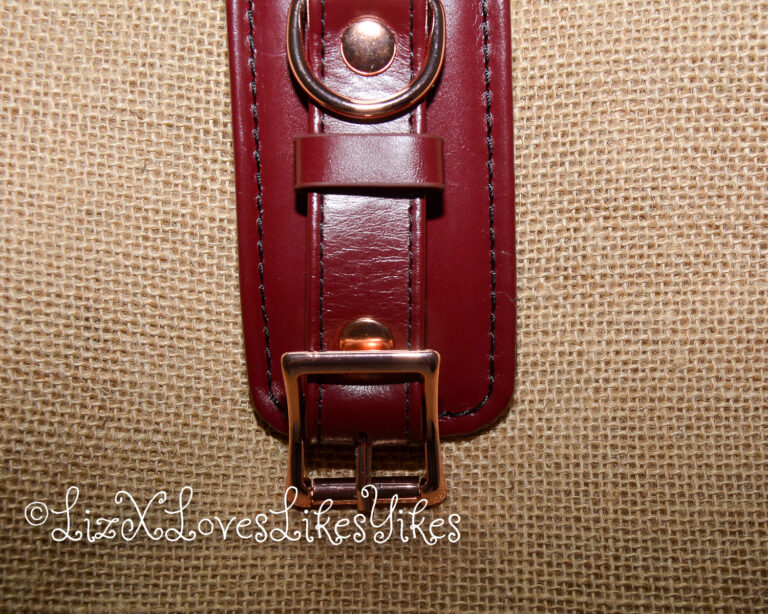 Review of the Liebe Seele Wine Red - Leather Handcuffs with Rose Gold Hardware by Liz BlackX Copyright Lizxlikes.com