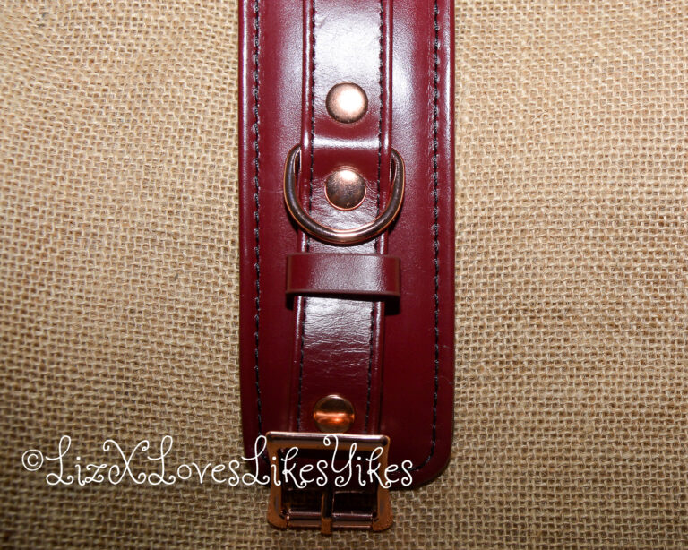Review of the Liebe Seele Wine Red - Leather Handcuffs with Rose Gold Hardware by Liz BlackX Copyright Lizxlikes.com