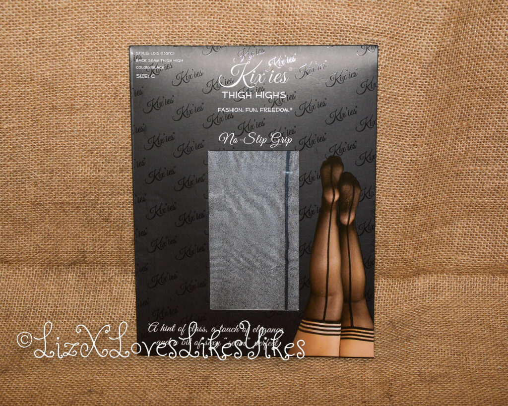 Review of Kix'ies Lois Silky Sheer Black with Back Seam Thigh Highs (sizes A-D) Copyright Liz BlackX