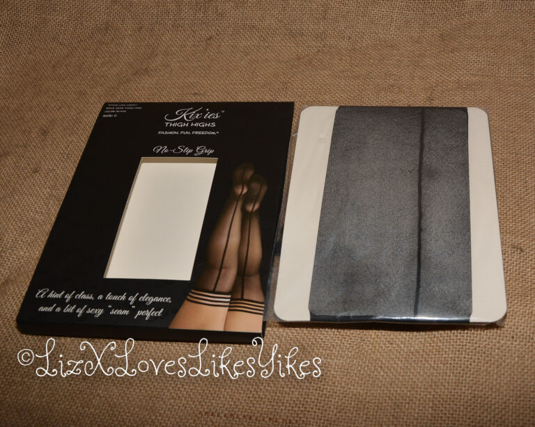 Review of Kix'ies Lois Silky Sheer Black with Back Seam Thigh Highs (sizes A-D) Copyright Liz BlackX