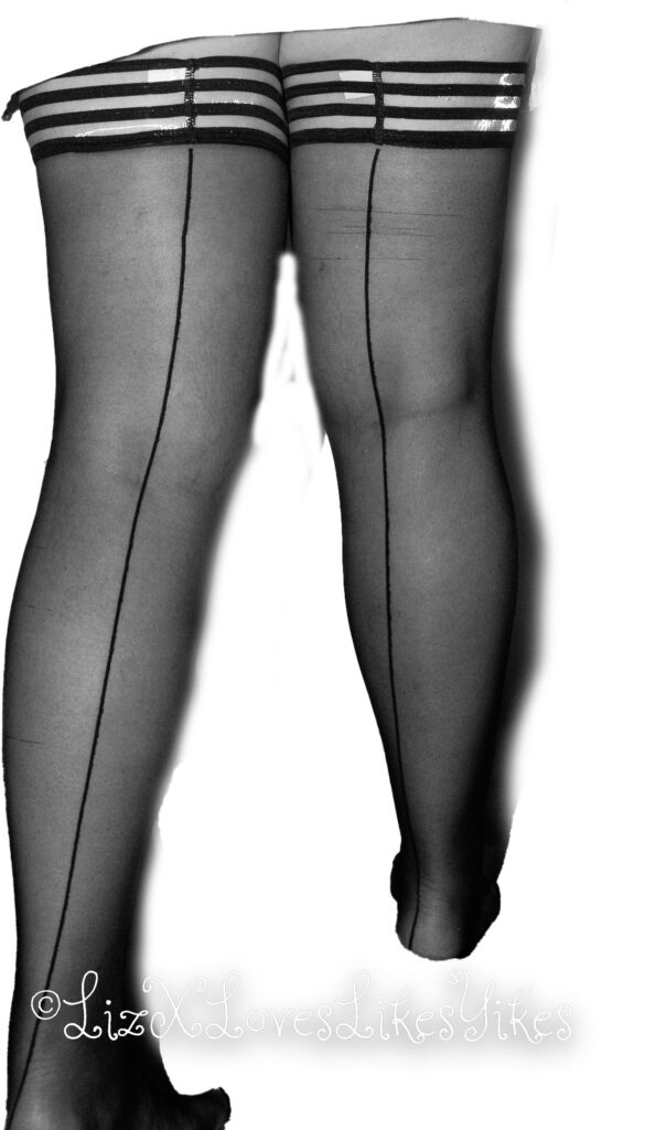 Review of Kix'ies Lois Silky Sheer Black with Back Seam Thigh Highs (sizes A-D) Copyright Liz BlackX