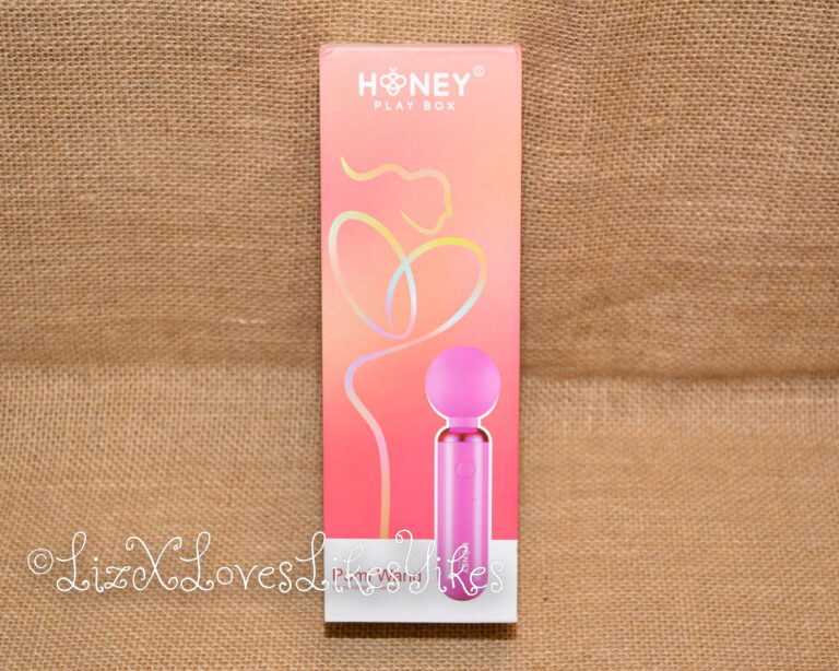 Review of the Pomi Wand Powerful Mini Vibrating Wand Massager Honey Play Box from Honeyplaybox.com The box. Copyright Liz BlackX
