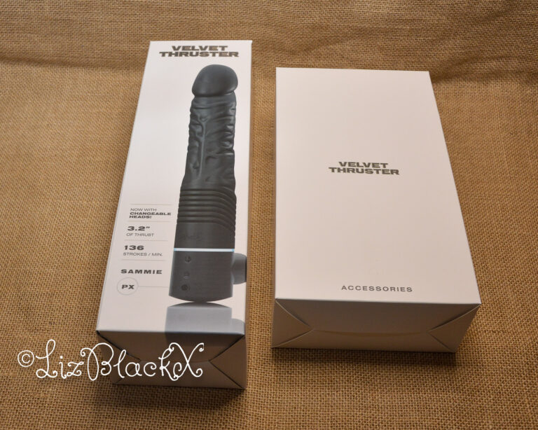 Review of Sammie, a Thrusting Dildo Vibrator by Velvet and the Accessories Pack Copyright Liz BlackX