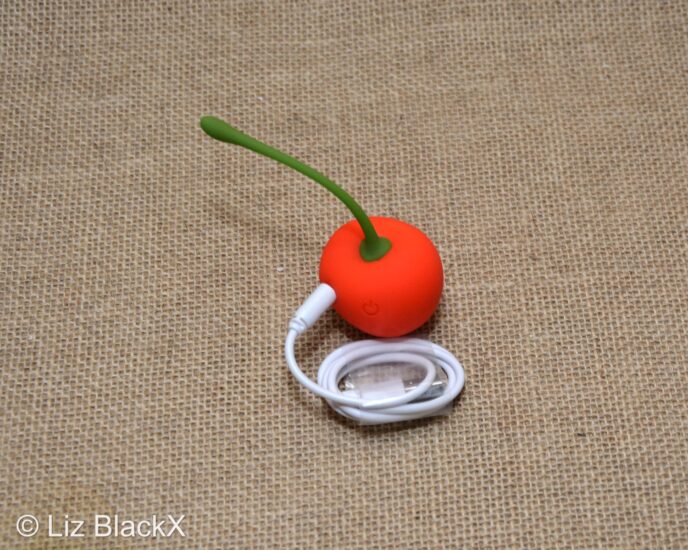Funzze Cherry Vibrating Love Egg Review: Cute but Powerful? Copyright Liz BlackX