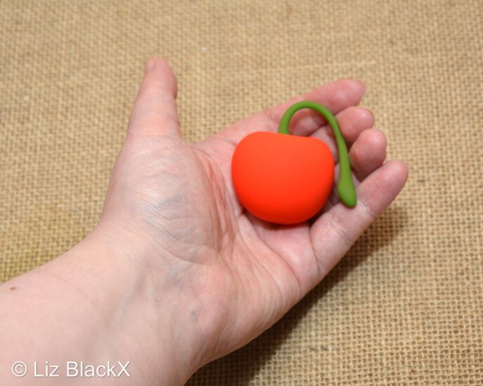 Funzze Cherry Vibrating Love Egg Review: Cute but Powerful? Copyright Liz BlackX